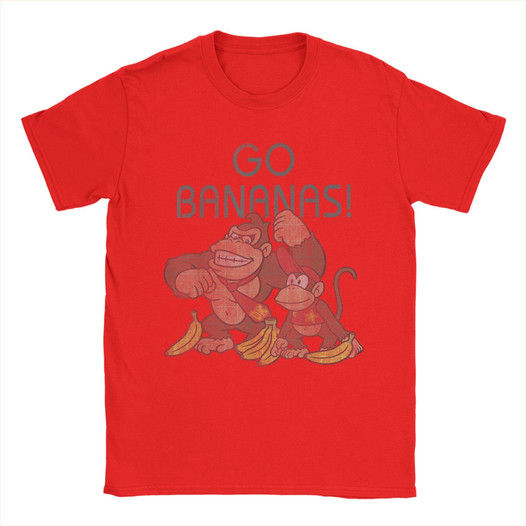 

Футболка с графическим принтом Donkey Kong Go Bananas Летние футболки Хлопок Новинка Футболка для мужчин Короткий рукав Повседневные футболки S