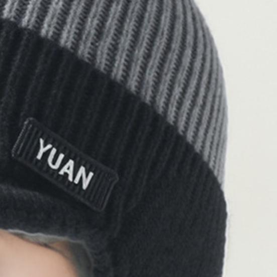 1/2Pcs Men Hat Sleek Color Block Knit Earflap Hat with Stretch-Fit Elastic Warm Thick Winter Hat Cold Weather Outdoor Winter Skiing Hiking Headwear