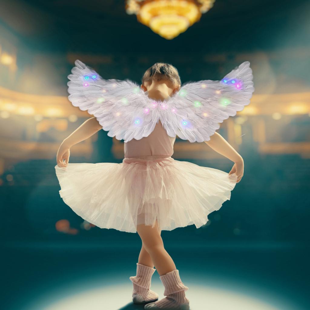 Glowing Angel Wings with LED String Lights Halloween Party Cosplay Costume Accessories Props