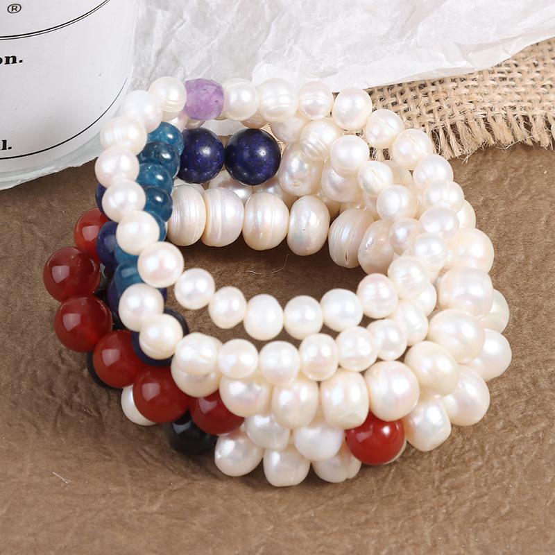 Old Clam Thread Bracelet Agate Natural Pearl Bracelet White Simple Atmosphere