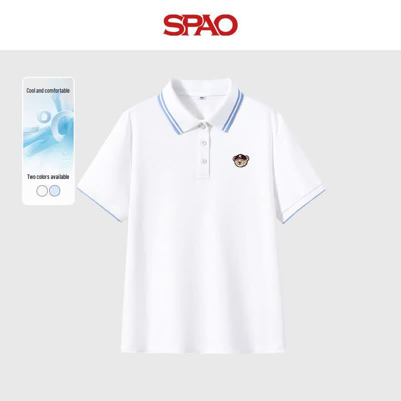 SPAO Women s Striped Collar Polo T-Shirt XL
