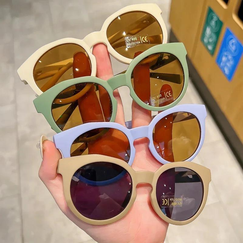 New Fashion Vintage Round Children Sunglasses UV400 Sun Protection Acrylic Eyewear for Baby Girls Kids Outdoor