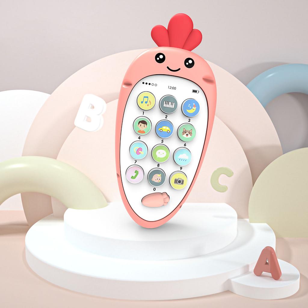 Babytelefon leketøy silikon Baby late som telefon leke nepe formet leke telefon interaktive leker Rosa