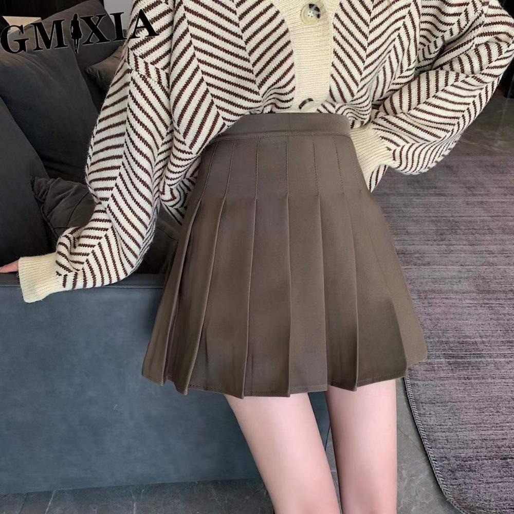 

GMXIA Женская Модная Повседневная Однотонная Юбка с Принтом на Лето Весну XXXL кофейный