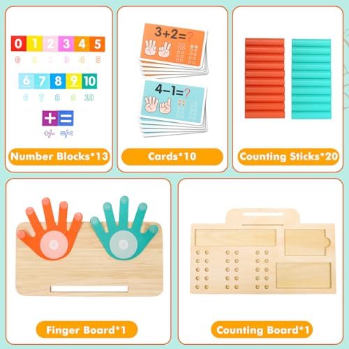 Montessori Mathe Lernspielzeug 3 in 1 Holz Zahlenrechenspiel für Kinder von 4-6 Jahren, Vorschul-Lernspielzeug Geburtstag Neujahrsgeschenk
