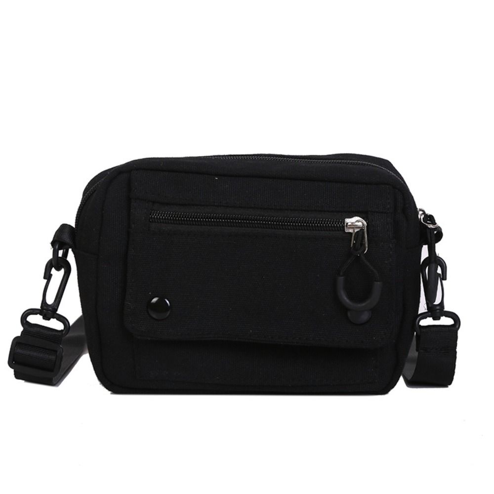Fashion Pure Color Canvas Shoulder Bag Zipper Canvas Messenger Bags Multifunctional Casual Tote Handbag Student