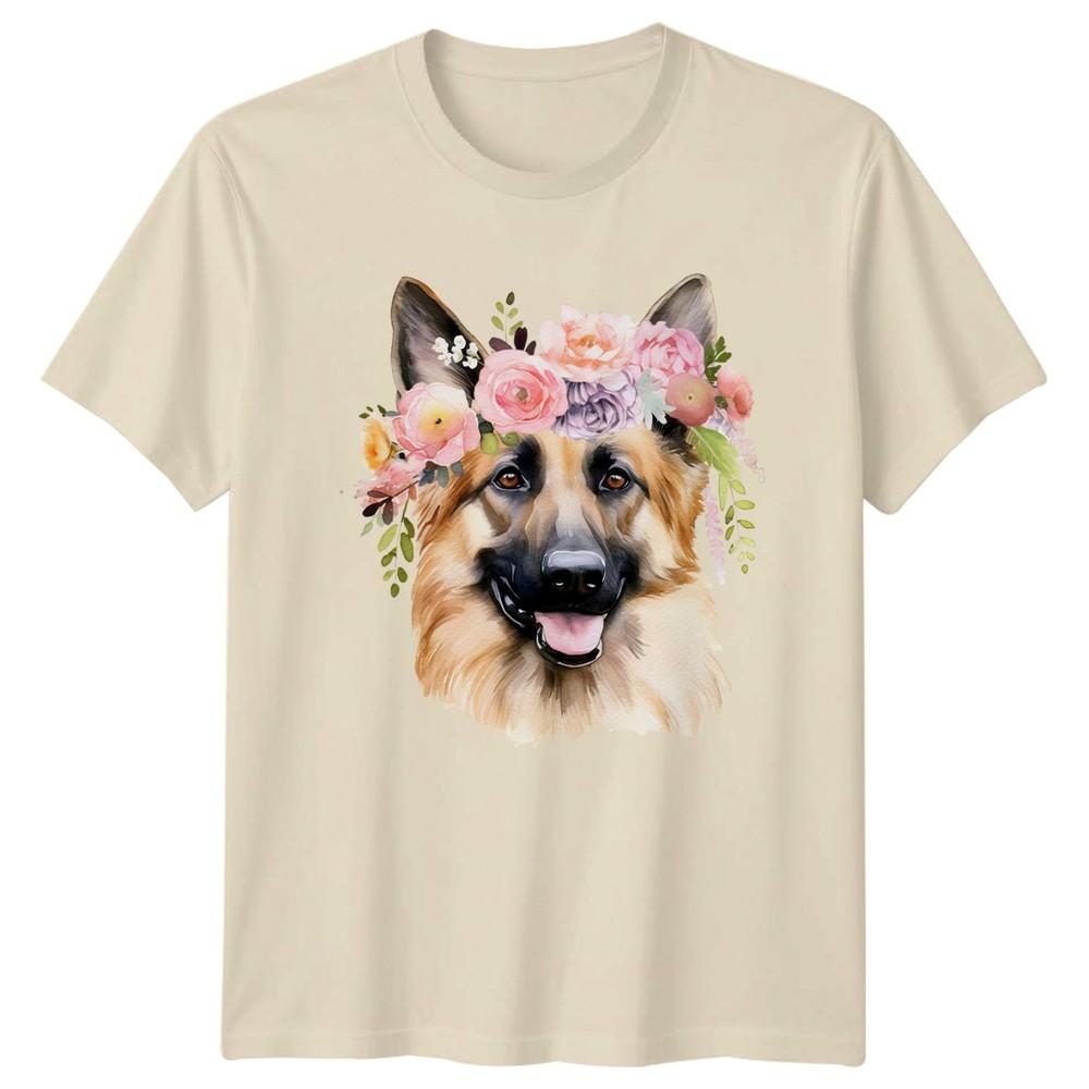 GerUnisex Shepherd Flower Crown Unisexs TShirt Dog Lover Pet Gift