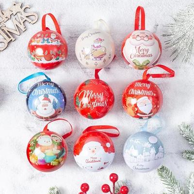 Christmas Round GiftBoxes Ball Shaped Tinplate Xmas Tree Hanging Ornament Christmas Candy Jar Cans New Year Navidad Decorationss