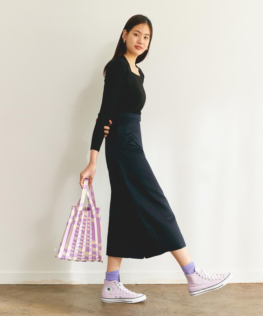 Pleatsmama Tote Bag Grid Purple