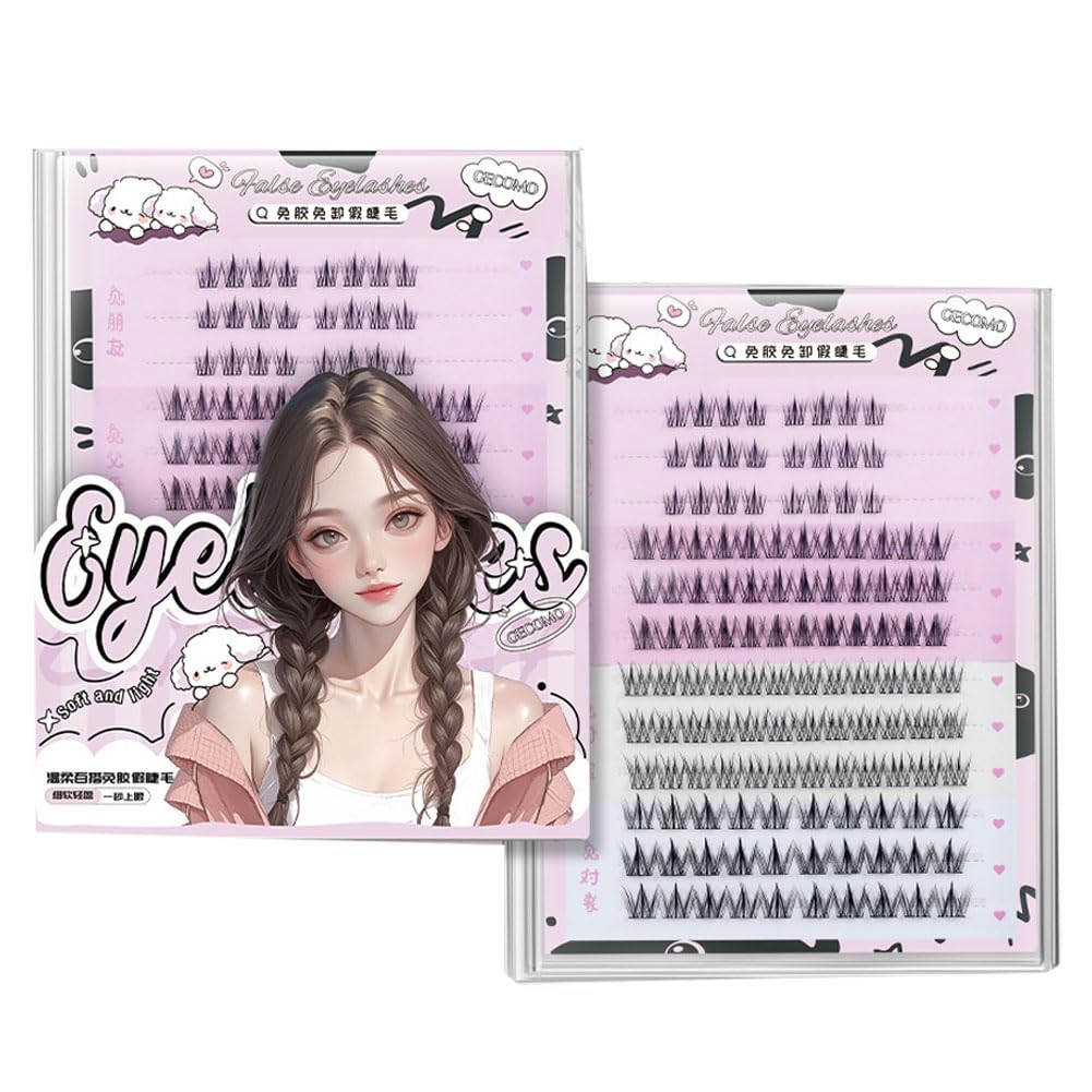 GECOMO Lower False Eyelashes, Partial False Eyelashes, Instantly Sticks, Natural Look, No Glue Needed, Lower Eyelashes, False Eyelashes with Glue,