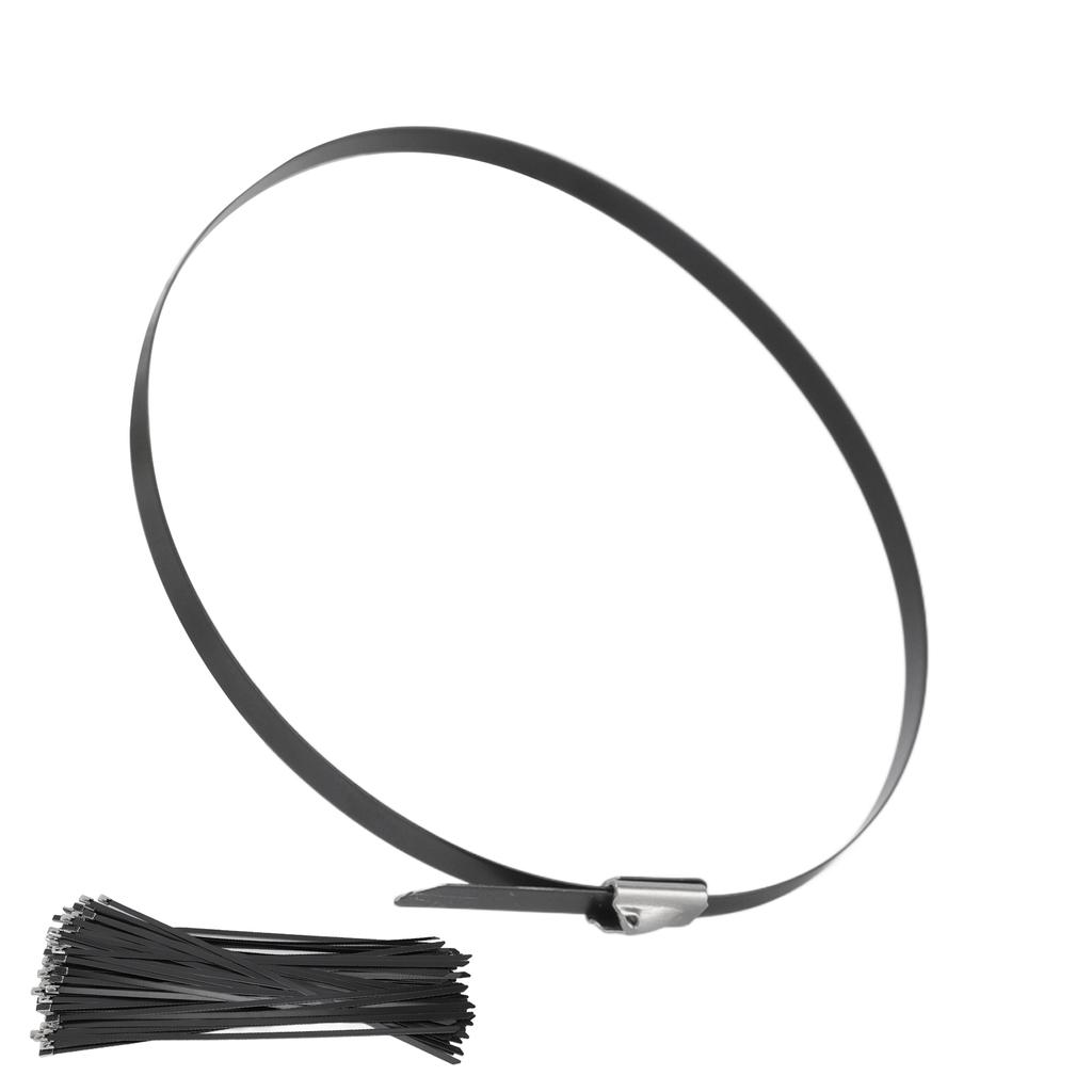 100 Stück 304 Edelstahl Kabelbinder Selbstverriegelnd Schwarz Kabelbinder für Schiffsetikett Kabelbaum