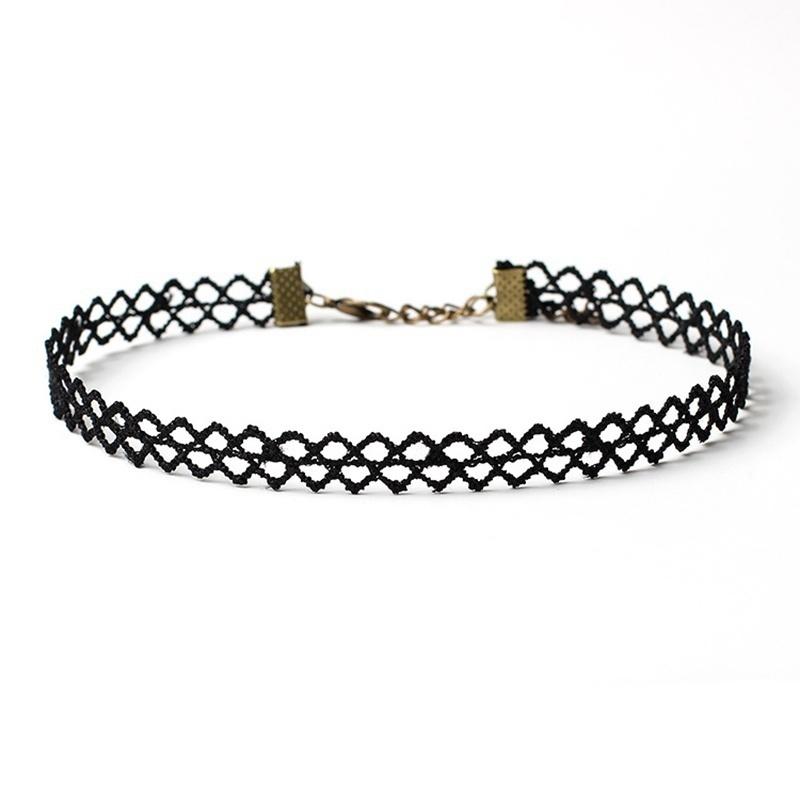 Women Black Choker 10 Pieces/Set Vintage Velvet Ladies Necklace Retro Jewellery