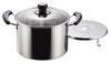 [Online Exclusive] Pearl Metal 22cm Stainless Steel Steamer/Handled Pot with Glass Lid, Induction Compatible, AZ-7081
