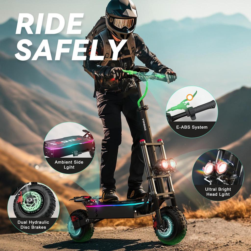 FENGQS GT8 PRO Electric Scooter 11 inch Off-Road Tire 2800W*2 Motor 60V35Ah Battery 85km/h Max Speed 100km Max Range Adult Foldable E-Scooter