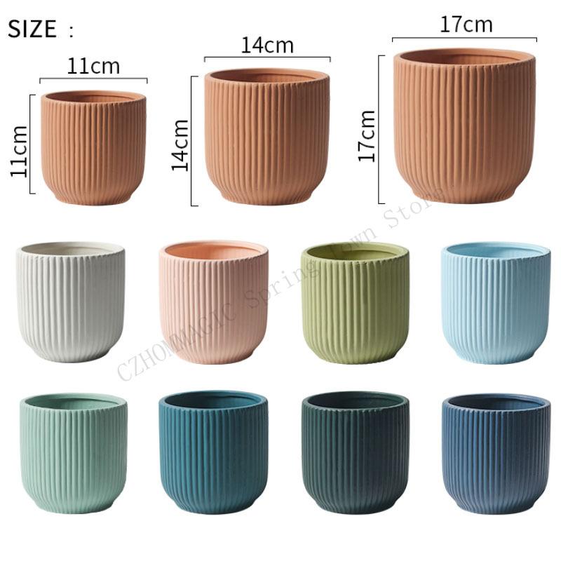 Nordic Style Ins Ceramic Flowerpot With Tray Fashion Simple Indoor Living Room Pot For Flowers Lvluo Bonsai Home Decoration Gifs