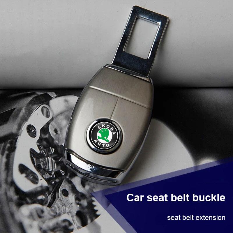 For Skoda Octavia Enyaq Rapid Karoq Derivati Fabia Kodiaq Kamiq Superb Yeti Badge Car Seat Belt Clip Extension Plug Buckle Car Accessories
