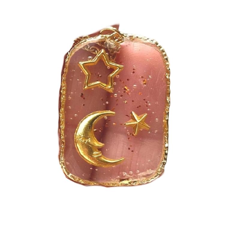 Stylish Glass Print Celestials Transparency Clavicle Chain Adjustable Length Neckchain Handmade Jewelry Gift For Her