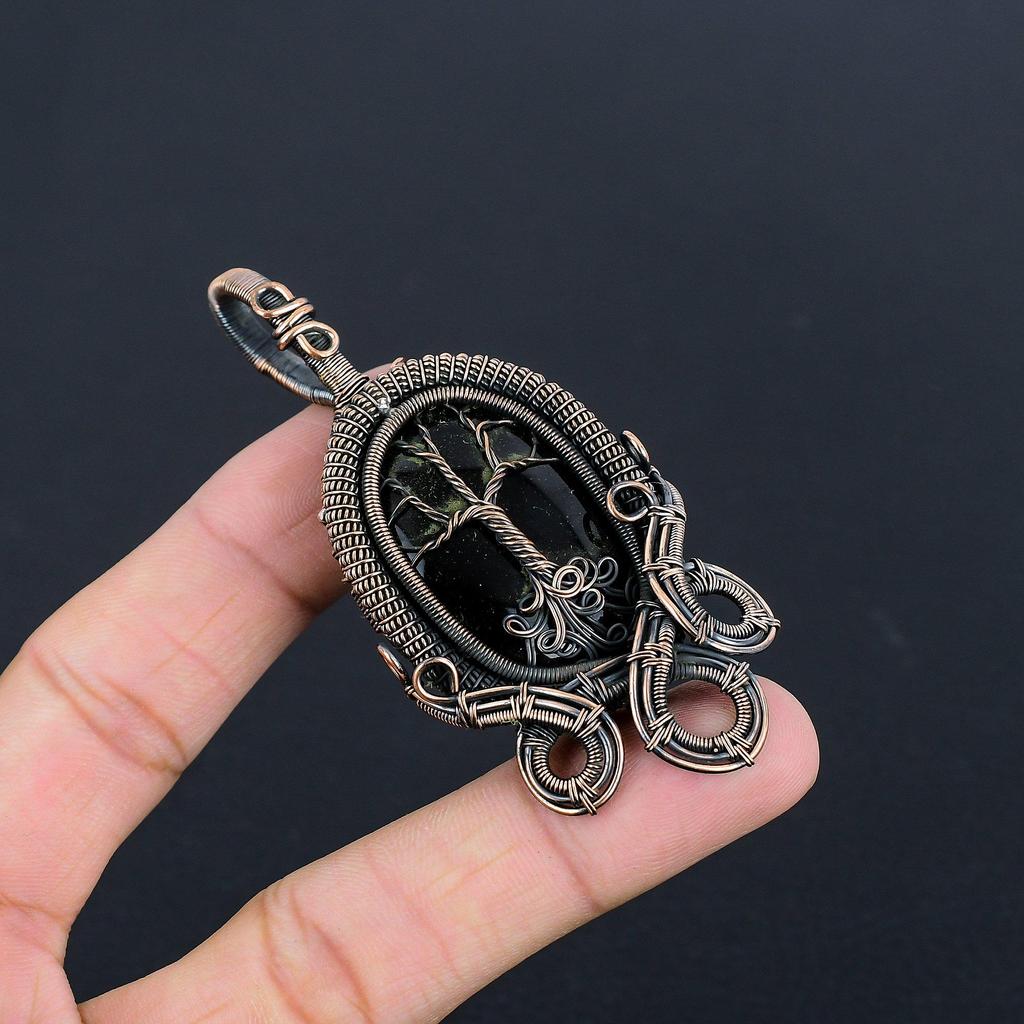 Black Onyx Jewelry,999 Copper Wire Wrapped Pendant Handmade Gemstone Jewelry, Gifts For Wife Brand New Pendant