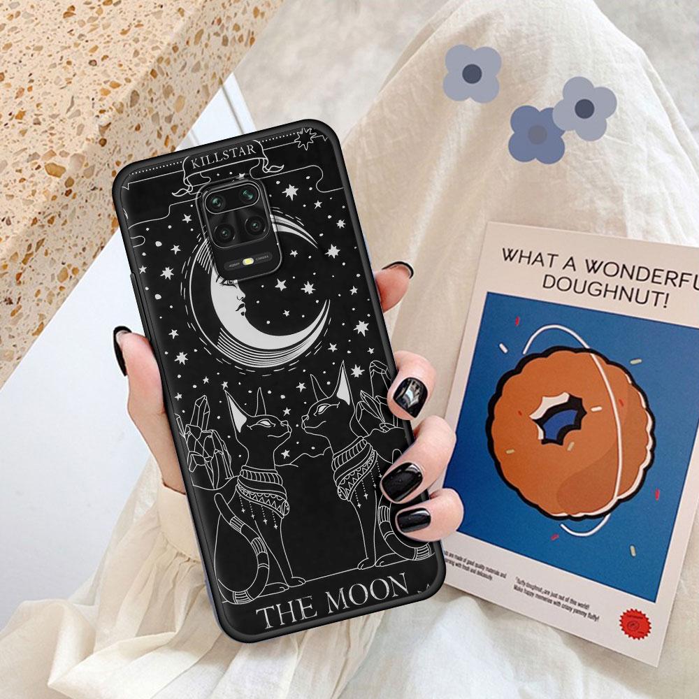 Fall für Xiaomi Redmi Hinweis 9S 9 8 Pro 7 8T 10 9C 9A 7A K40 Weiche Zurück luxus Design Telefon Abdeckung 8A 6A Coque Death Tarot Katze