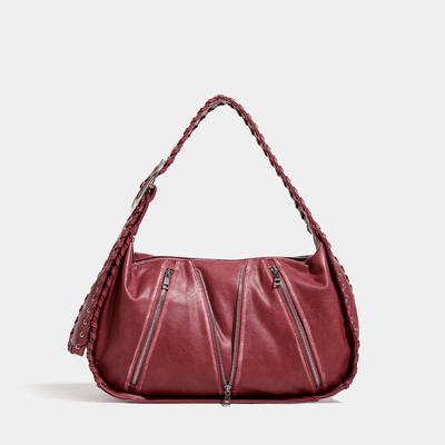 Early Autumn New Model High-quality Vintage Distressed Woven Crossbody Shoulder Bag with Wide Shoulder Strap and Large Capacity