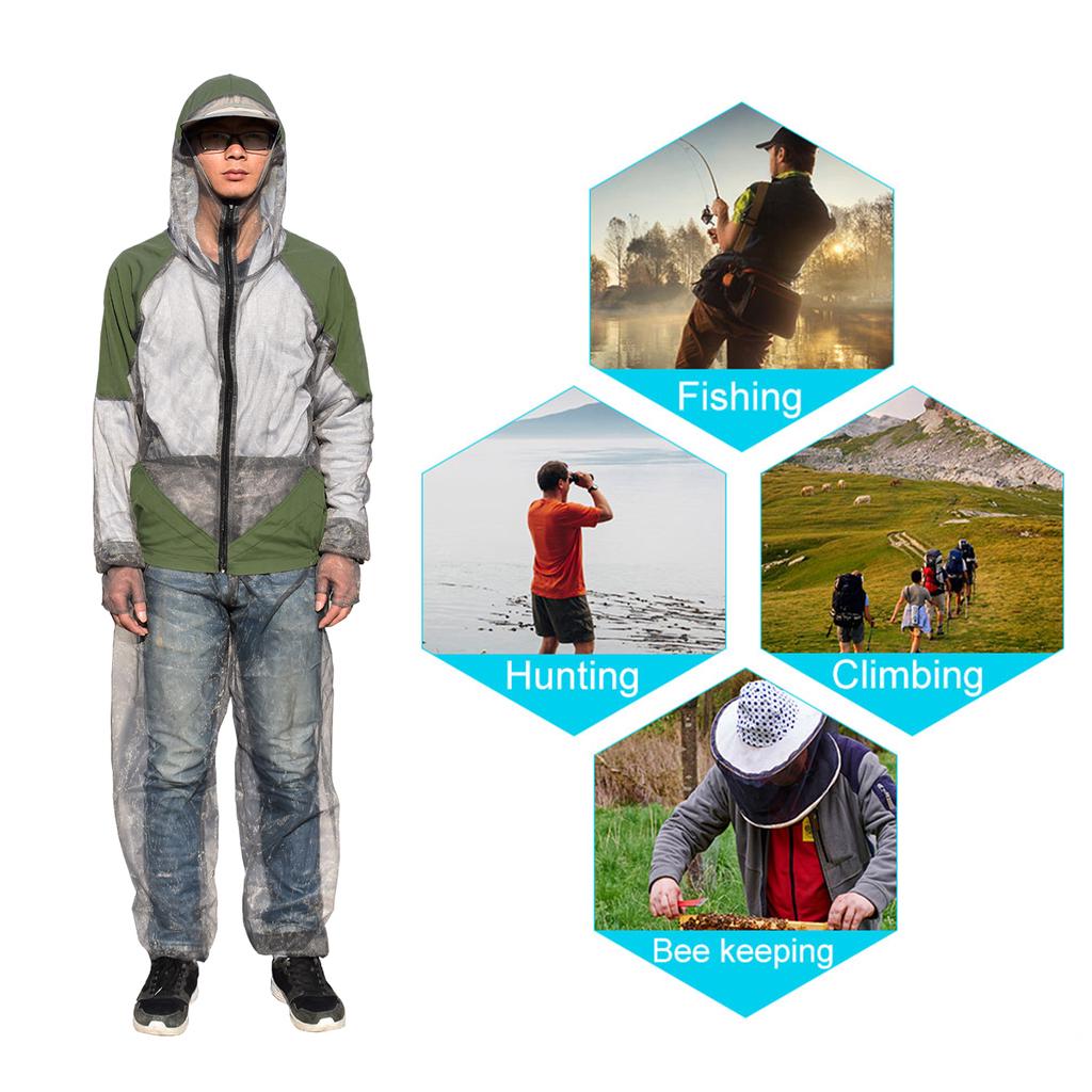 Outdoor Mosquito Repellent Suit Bug Jacket Mesh Hooded Suits Fishing Hunting Camping Jacket Insect Protective Mesh Fishing Cloth