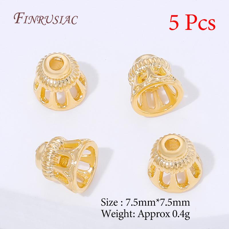 Multiple Styles 18K Gold Plated Beads Caps For Jewelry Making,Brass Flowers Caps For Bracelets DIY Accessories,Tassel End Cap