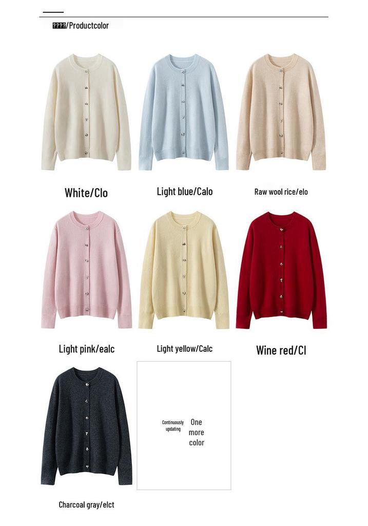 Twelve-Needle Rhinestone Button Cashmere Cardigan for Women - Autumn/Winter Knitwear