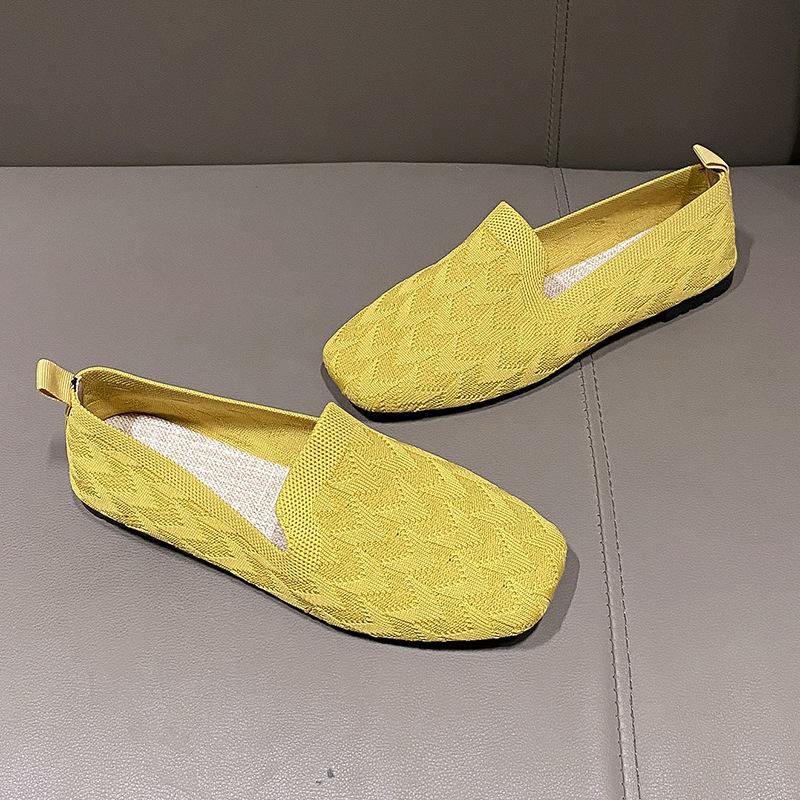 

Модная летняя обувь с мягкой подошвой, сетчатая дышащая повседневная обувь, женская модная полая обувь для ходьбы, плоская удобная рабочая обувь, Zapatos De Mujer 43 жёлтый