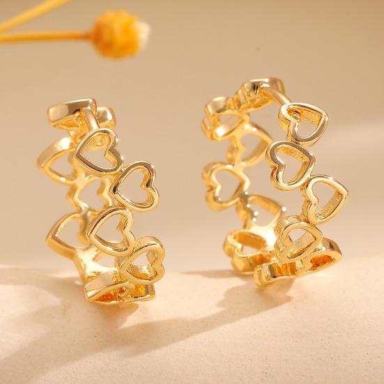 Oil Dripping Love Heart Earrings Hypoallergenic Golden Hollow Heart Hoop Earrings Lightweight Women Girls Earrings Fashion Jewelry