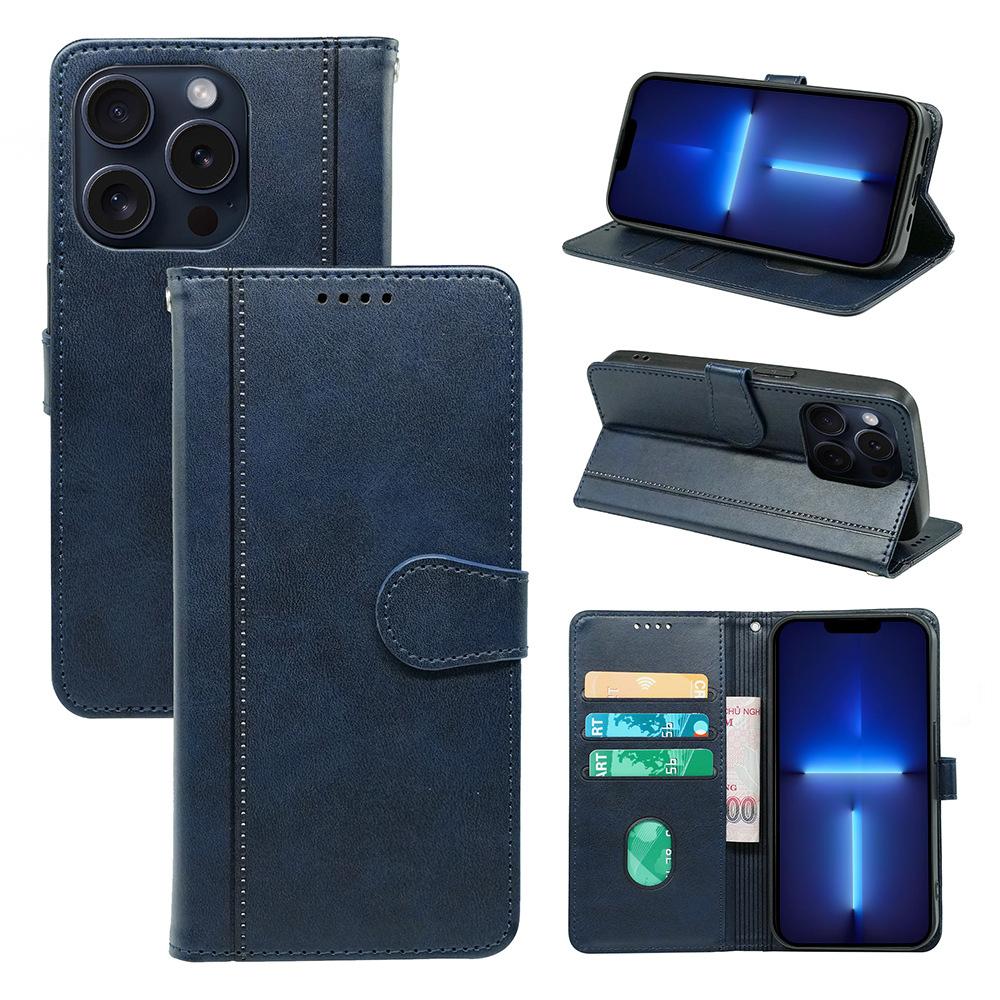 

For iPhone 13 Pro Max Case Wallet Leather Phone Cover with Round Magnetic Clasp Blue