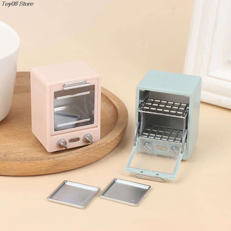 1Pc Simulation Miniature Dollhouse Oven Play Kitchen Baking Dish Bread Retro Refrigerator Model Doll Mini Furniture Toy Decor