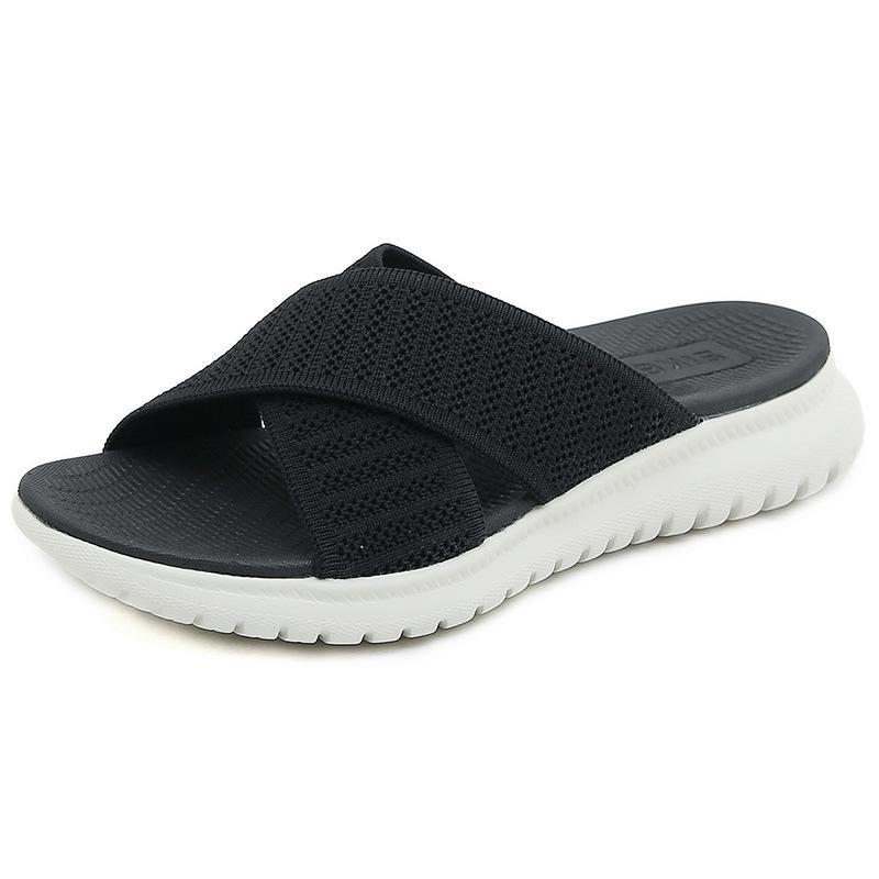 European American Sports Md Casual Women's Sandals Solid Color Comfortable Large-Size Flat Sandals Breathable And Lightweight