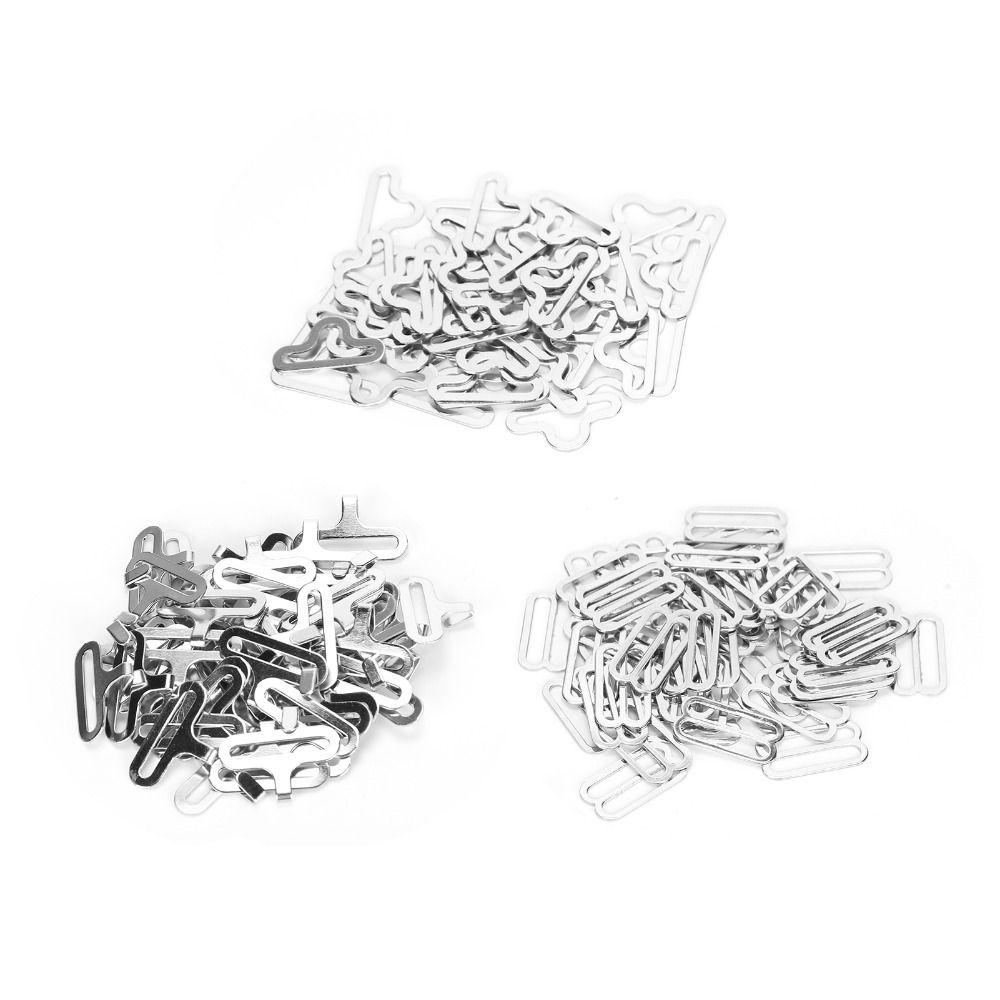 50 Set Silver Bow Tie Clips Black Bow Tie Hardware Thin Hook Fastener Necktie Strap