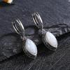 Natural Moonstone Pendant Earrings S Silver  for Women Fashion Retro Texture Wedding Party Accessories Gift