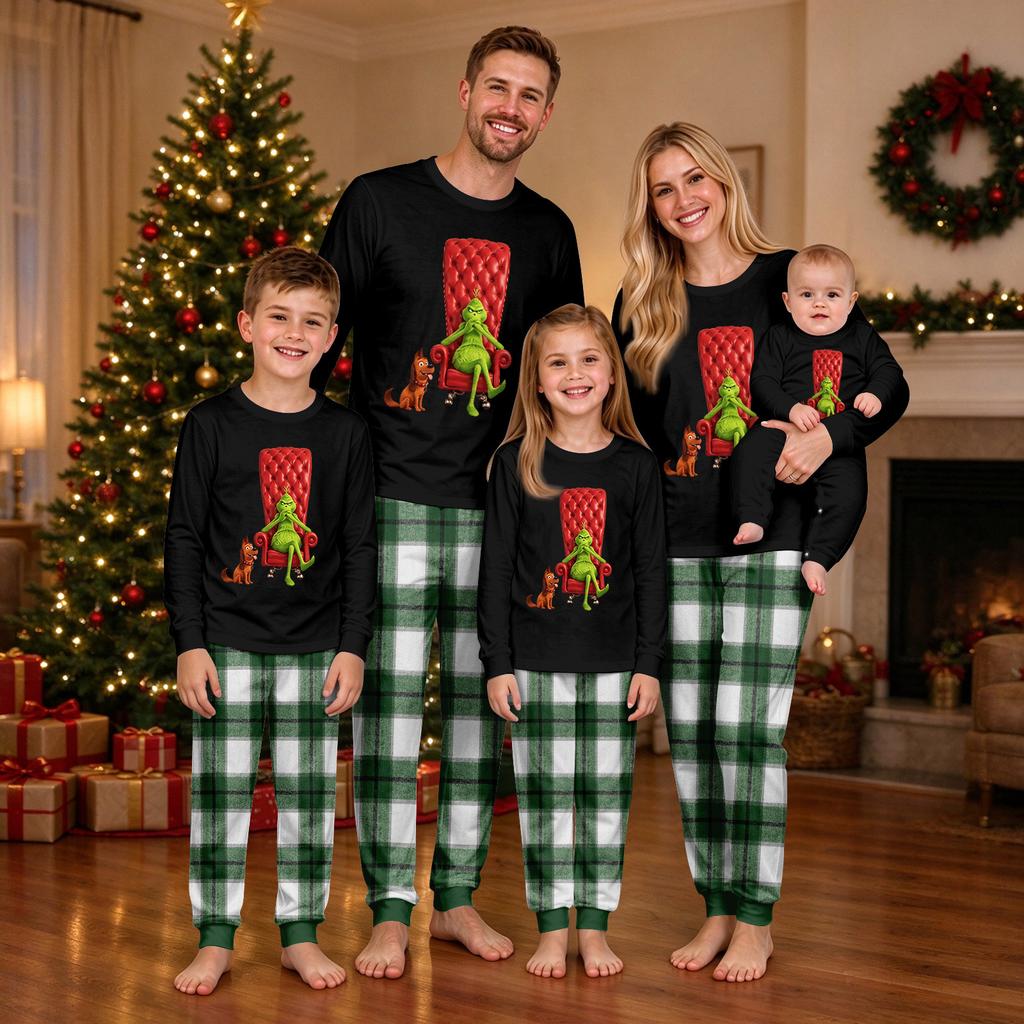 Christmas Print Crewneck Top and Jogger Pants Set Two Piece Holiday Casual Outfit