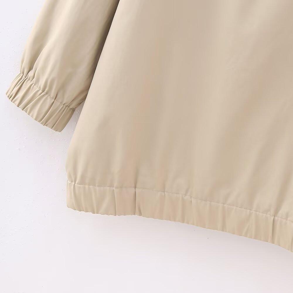 2025 Spring Women's Casual Loose Turn-Down Collar Bomber Jacket