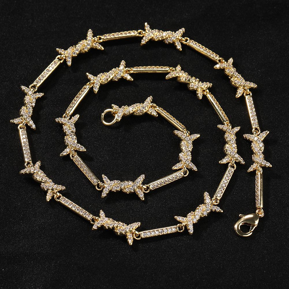 Hiphop New Thorn Fine Wire Necklace Personalized Zircon Creative Men's Necklace