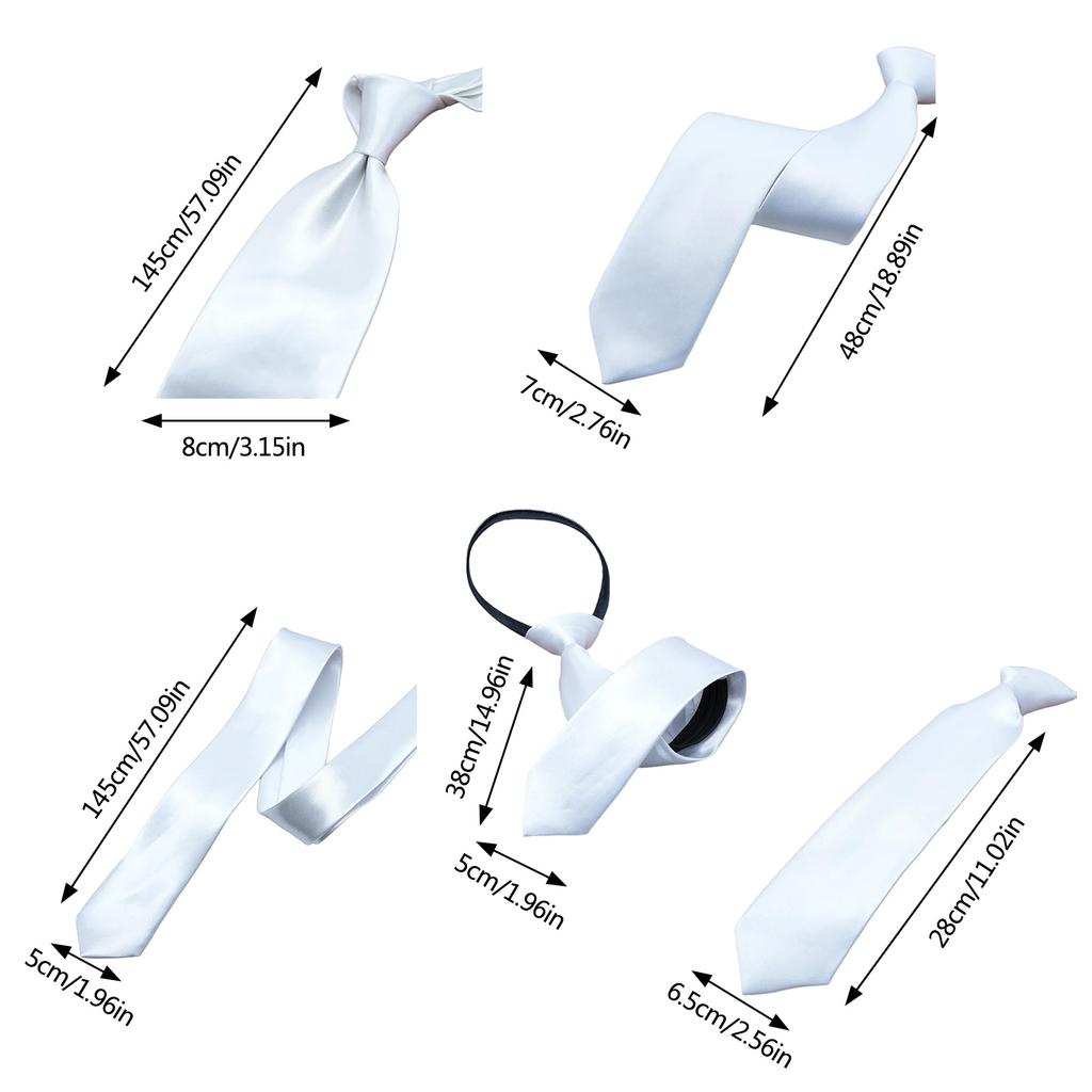 Solid Color White Neck Tie for Men Women Children Graffiti for Father's Day Decoration Necktie Adjustable Zipper Ties