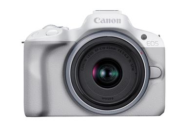 Canon Belveidrodinis vieno objektyvo fotoaparatas EOS R50 standartinis priartinimo objektyvo rinkinys 376 g (RF-S18-45) Balta/APS-C/Apytiksl. EOSR50WH-1845ISSTMLK