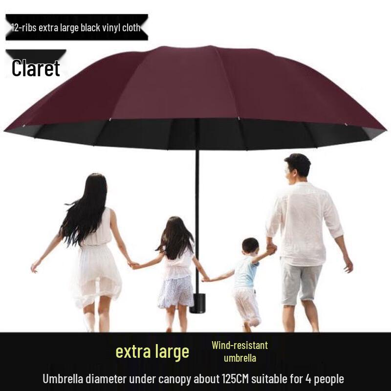 Wenzhi 12-Rib Manual Extra Large Folding Sun and Rain Umbrella