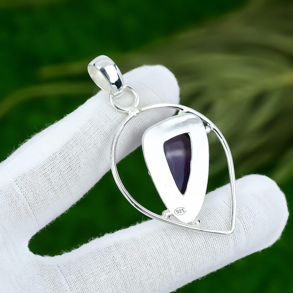 Gift For Women Pendant 925 Sterling Silver Natural Chevron Amethyst Gemstone
