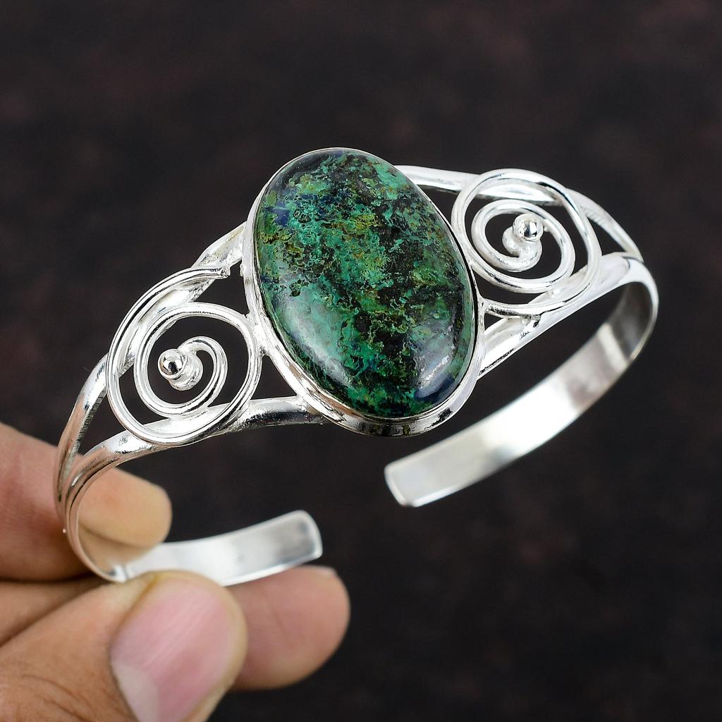 Shattuckite Bangle Handmade Latest Design Cuff Bracelet 925 Sterling Silver Bangle Adjustable Cuff Bracelet Gemstone Jewelry Gift For Women