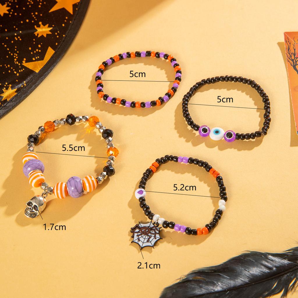 Multi-layer Spider Web Halloween Bracelet Ghost Blue Eye Pumpkin Pendant Bracelet Bat Spider Stackable Bracelet Jewelry Gifts