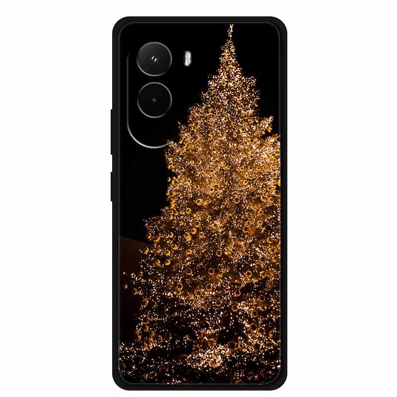 Christmas Phone Case For Poco M7 4G Case Christmas Tree Black Silicone Bumper For Xiaomi Poco M7 4G Cover PocoM7 Cartoon Coque