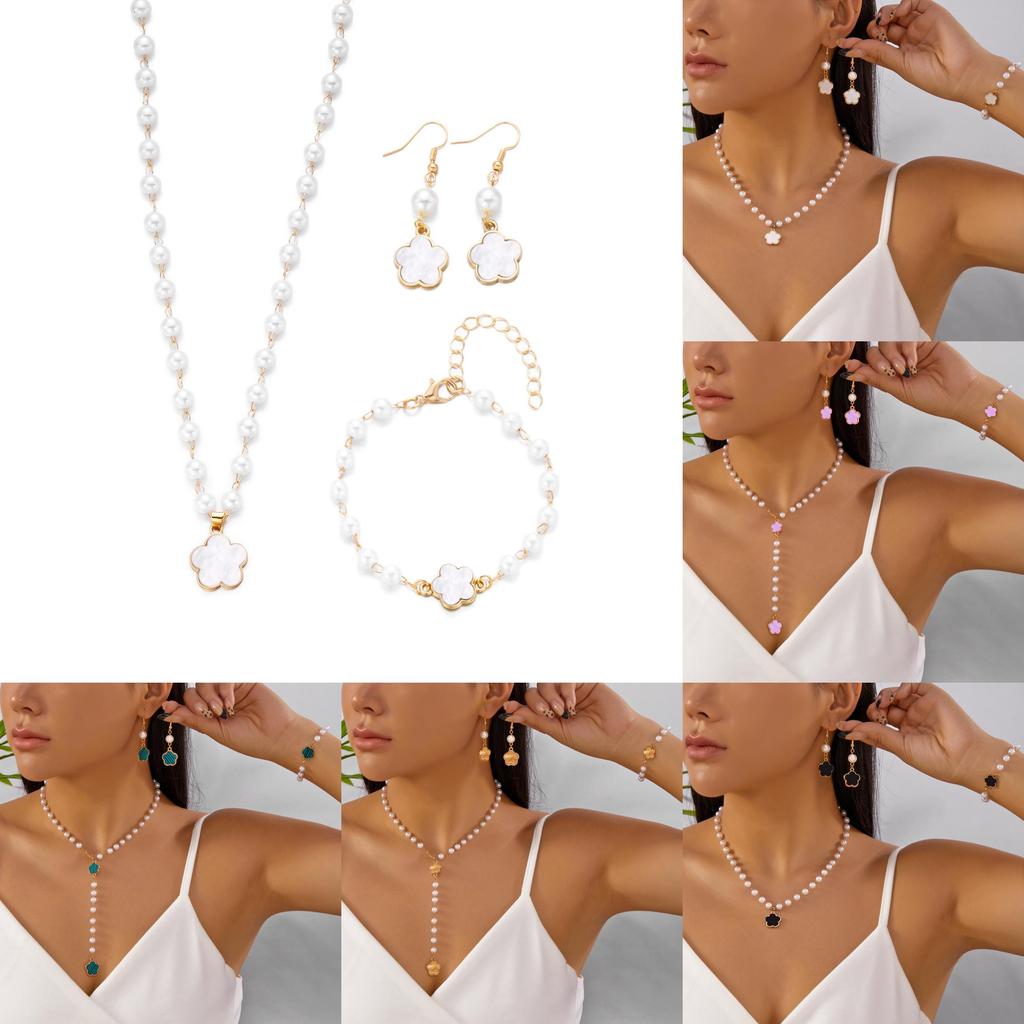 Elegant Ladies Jewelry Pack With Geometric Flower Shape Designs And Pearl Accents For Daily Wear