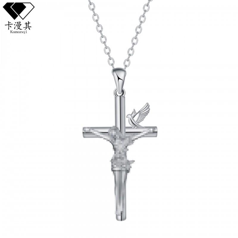Elegant Cross Pendant Necklace Women Minimalist Geometric Design Plated Copper Chain Lightweight Fashion Jewelry Silver