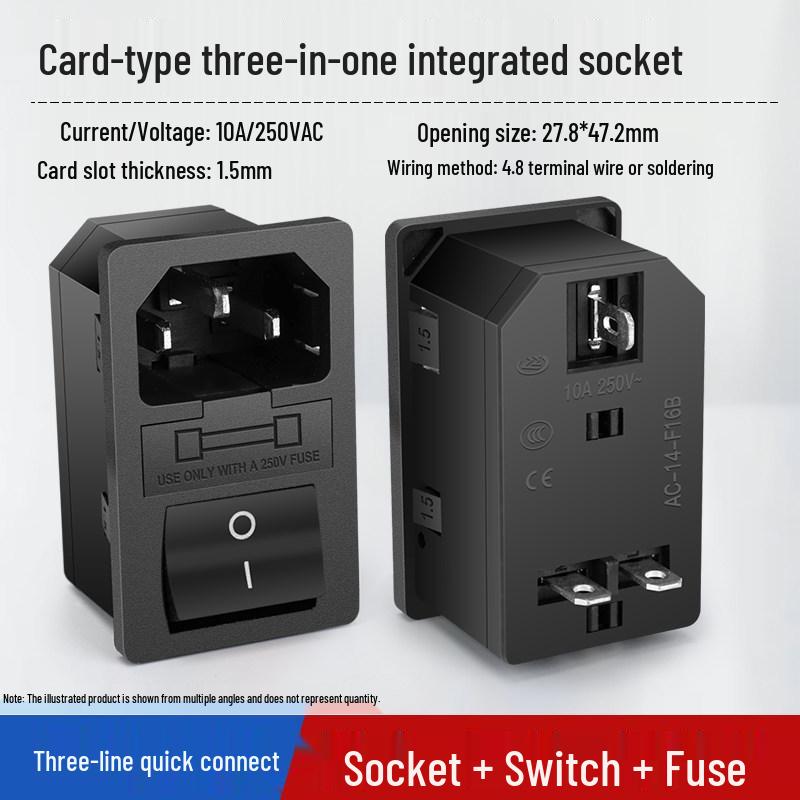 Integrated Power Socket with Male/Female Plugs, Switch, and Charging Port for Industrial Cabinet