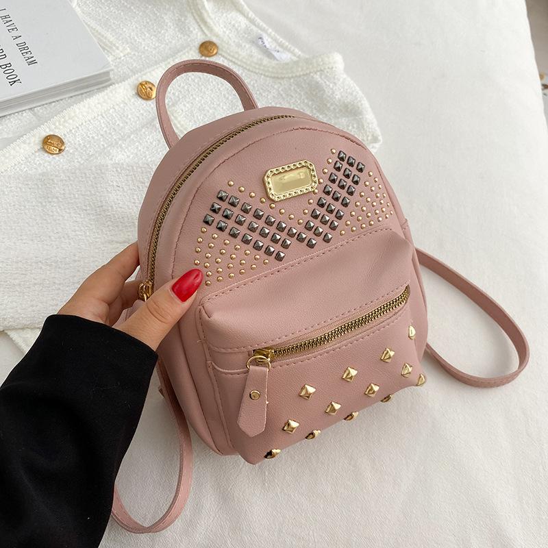 Fashion Student Casual Double Shoulder Women's Bag New Rivet Pattern Versatile Large-capacity Bag