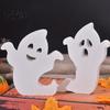 Minimalist Ghost Display Figurine Cute Halloween Wooden Table Sign, Spooky White Standing Photo Prop for Party Block Sign Holiday Tiered Tray
