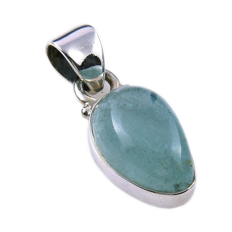 Pendentif en argent sterling massif 925 avec aigue-marine naturelle, 2,5 cm, u0v61